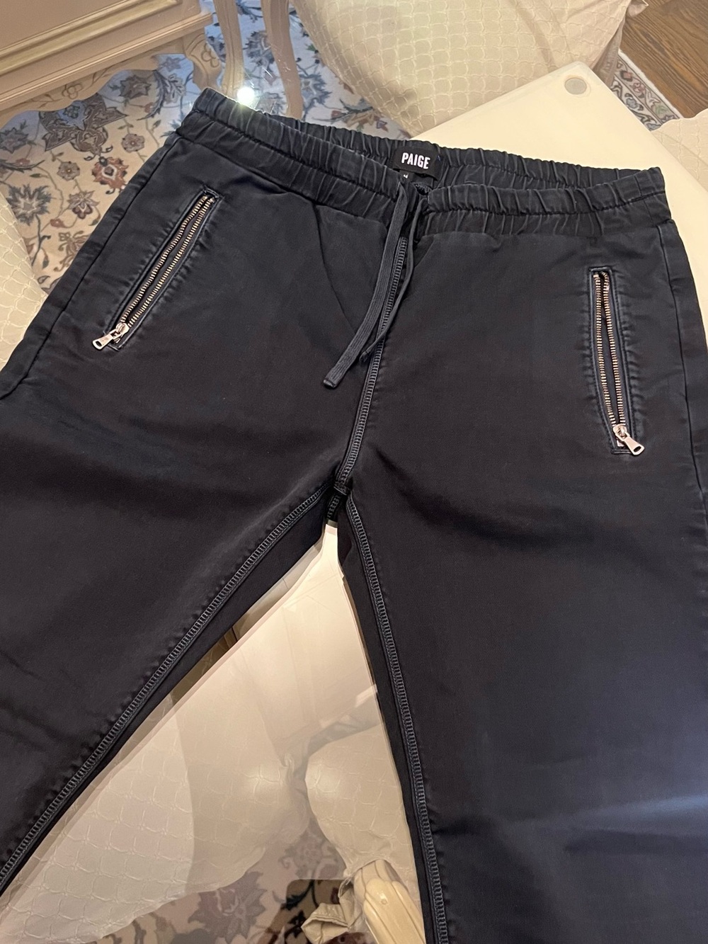 PAIGE Black Men's Jogger Sweatpants with Zippered Pockets